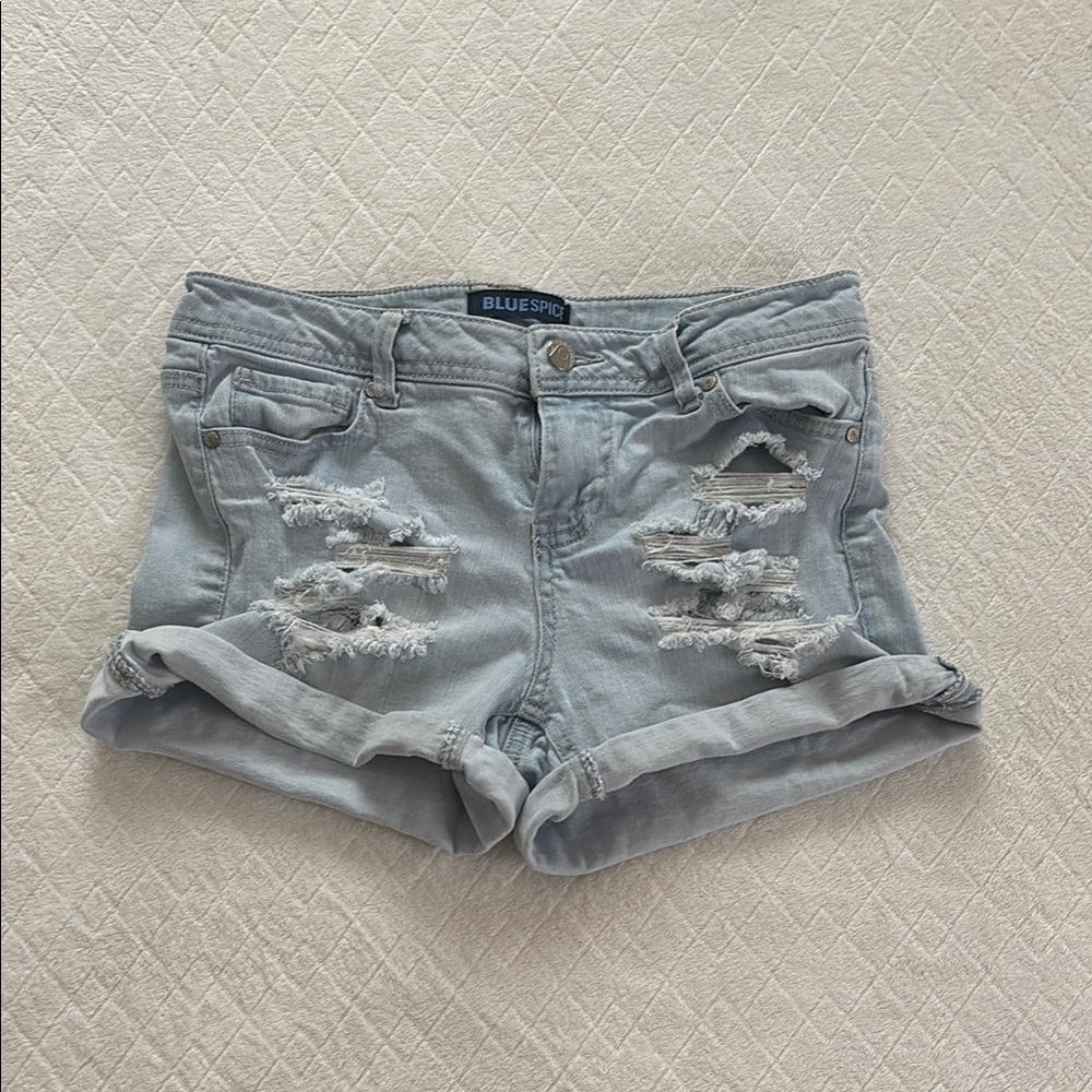 Blue Spice Blue Jean Shorts Distressed Denim